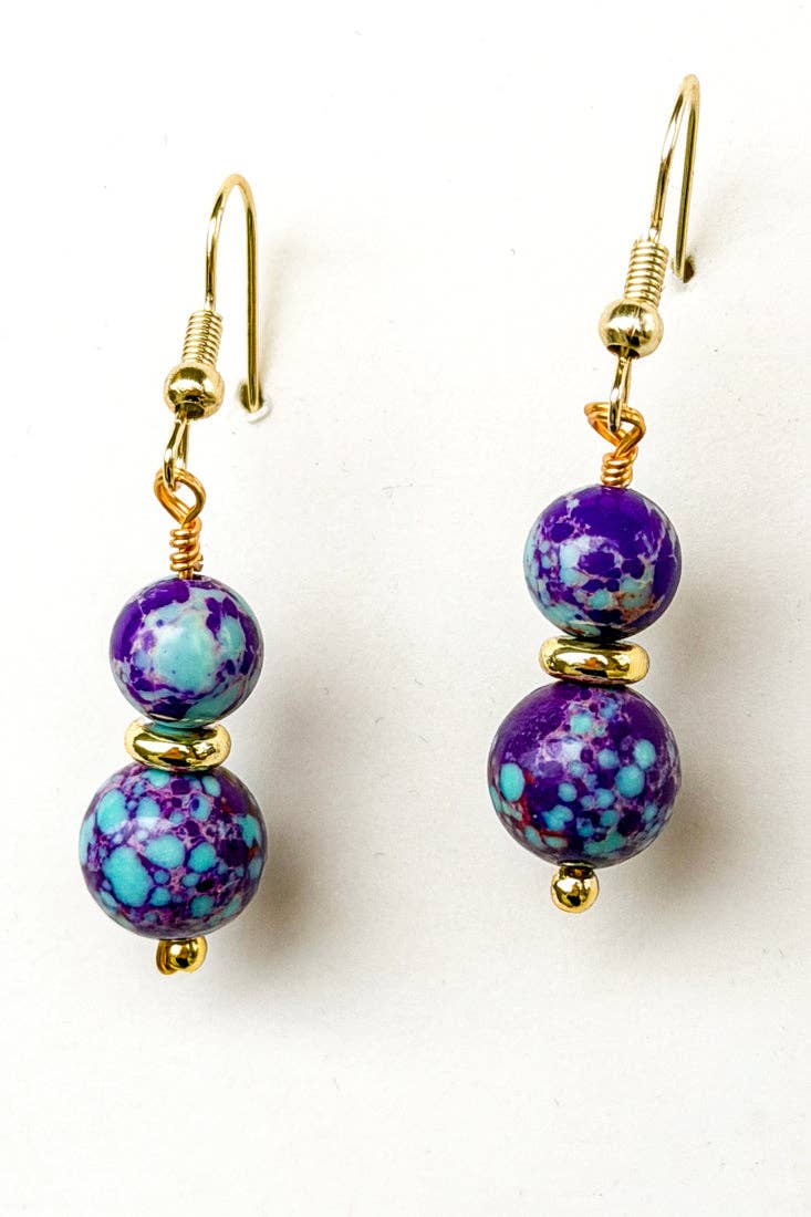Ruthie Blue & Purple Jasper Dangle Earrings