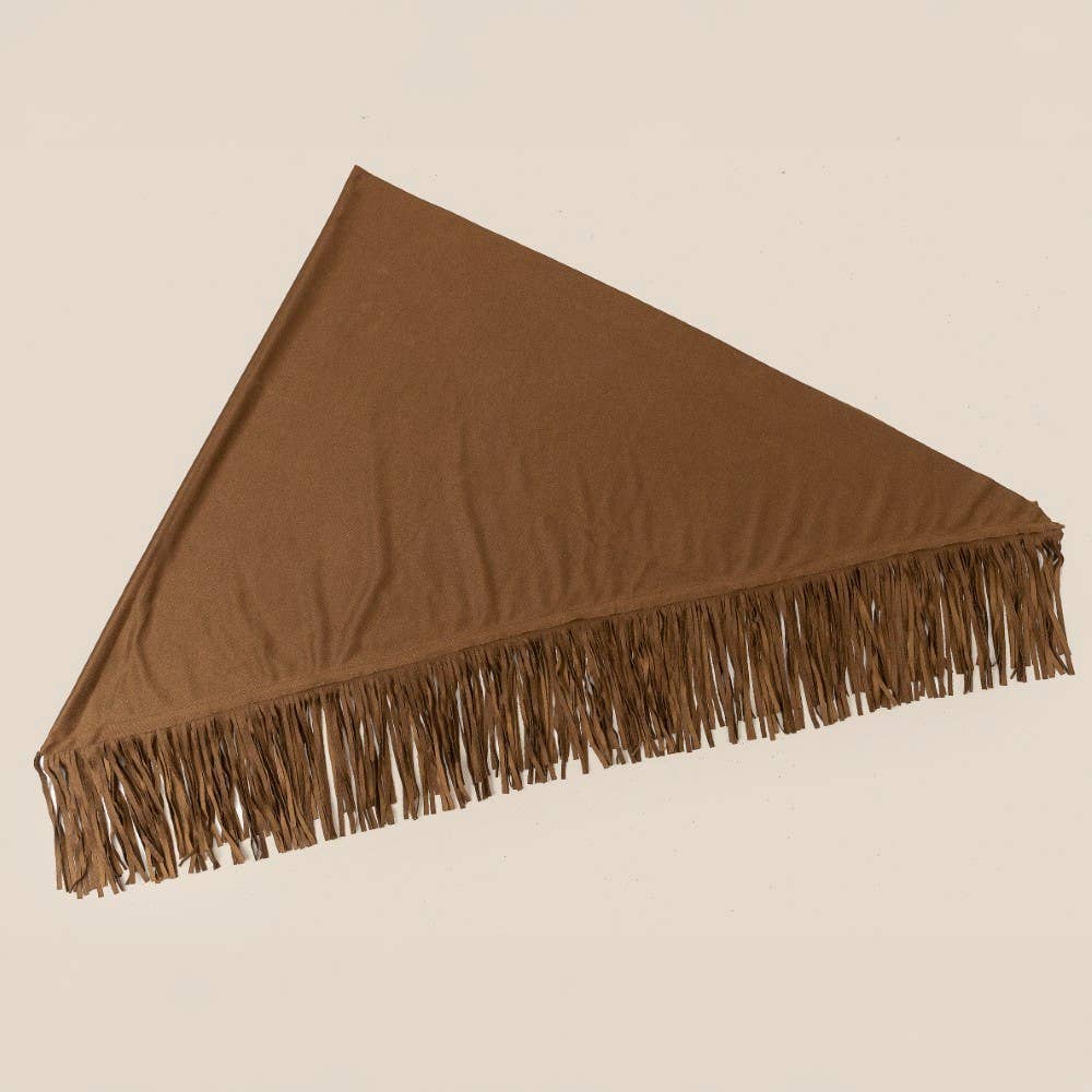 Brown scarf with fringes on a beige background