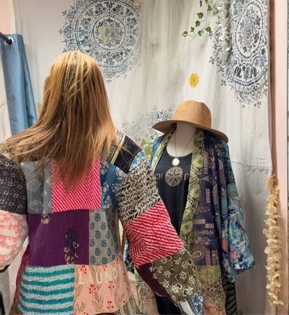 Long patchwork quilted jacket