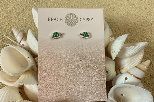 Epoxy Green Turtle Stud Earrings