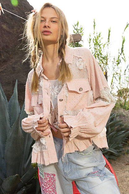 Balloon Sleeve Flower Button Down