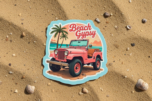 Pink sticker on Sandy background 
