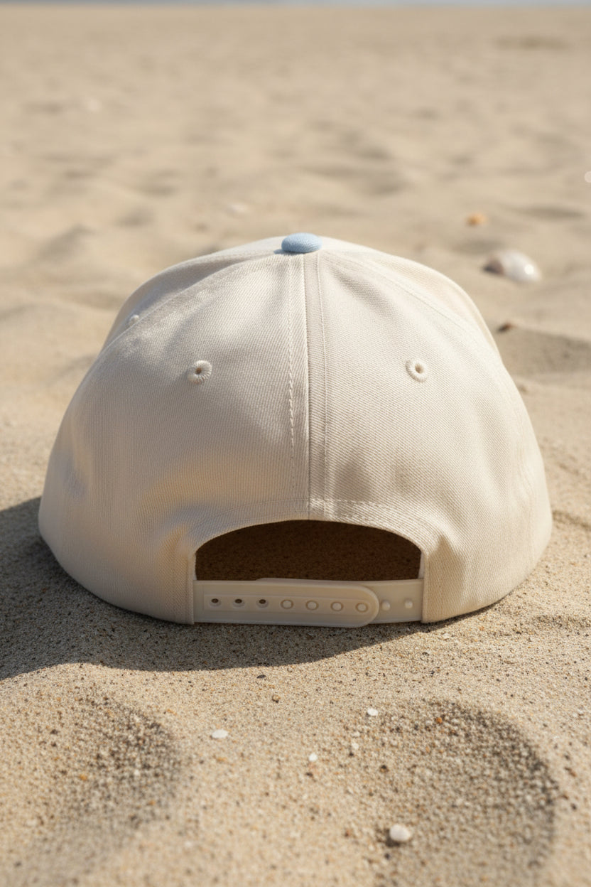 Beach Gypsy Blue & White Stripe Trucker Hat – Sand Dollar Embroidered Pinstripe Cap