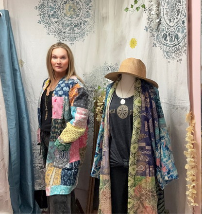 Long patchwork quilted jacket