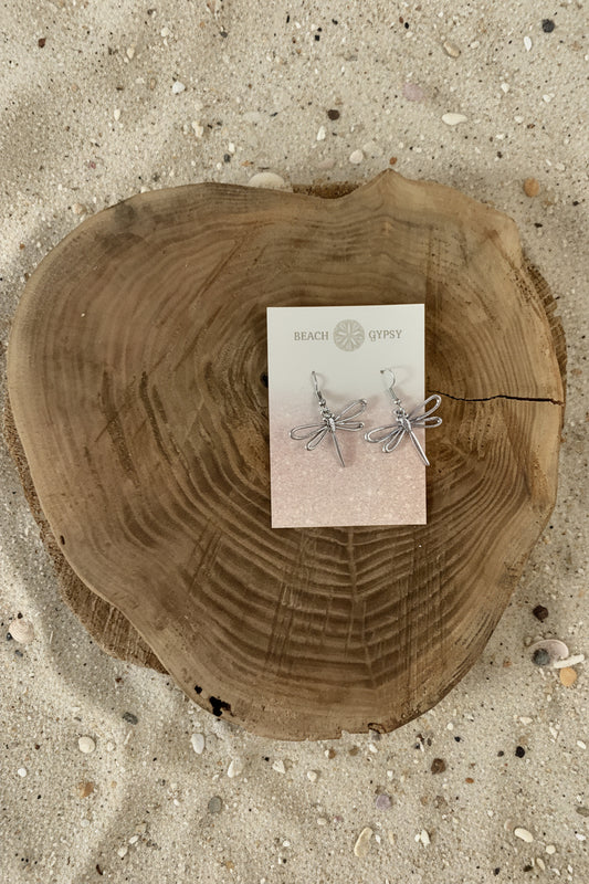 Silver Dragonfly Dangle Earrings