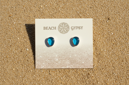 Blue Water Drop Stud Earrings