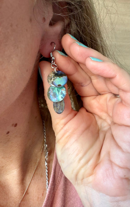 Abalone Disc Dangle Earring