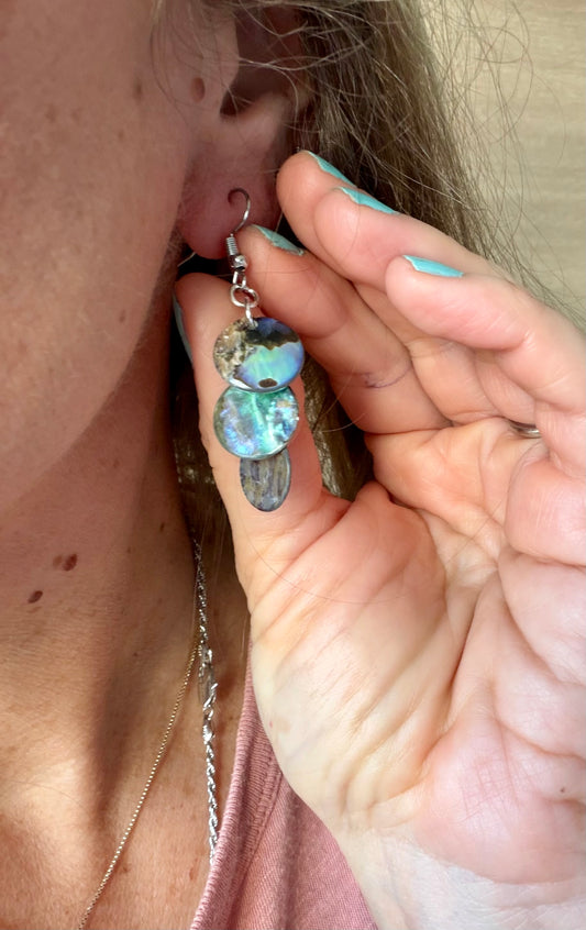 Abalone Disc Dangle Earring