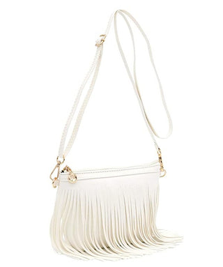 white fringe crossbody bag