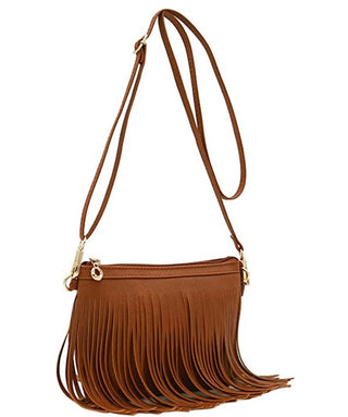brown fringe crossbody bag