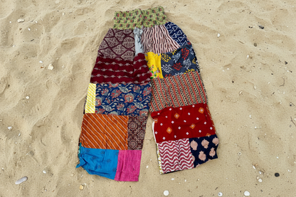 High waist elastic multi patch pants