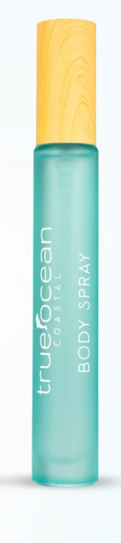 True Ocean body spray with yellow cap on a white background