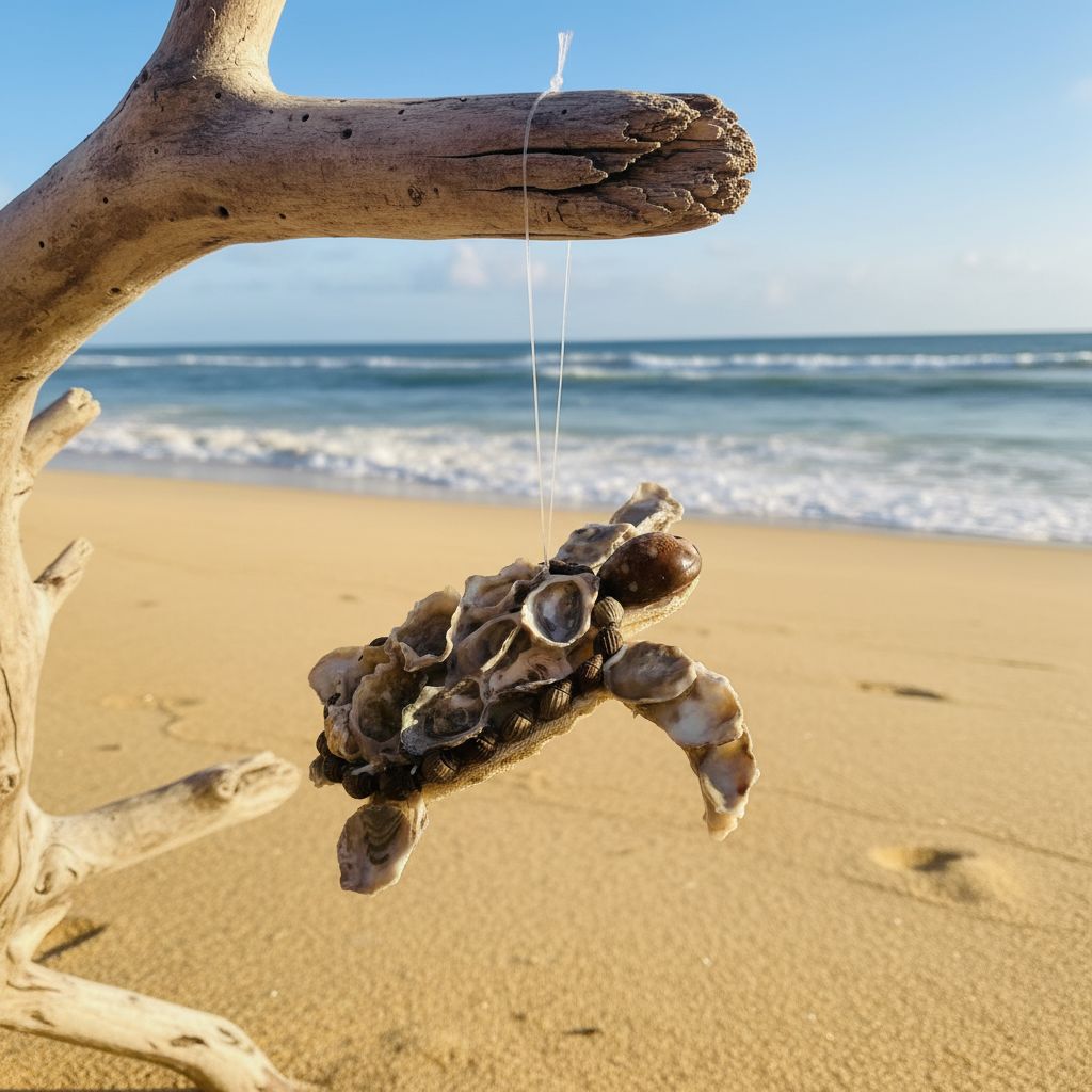 Seashell truffle ornament on a beach background in Berlin, MD near Ocean City Maryland 