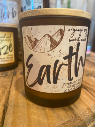 Glass Candles with wood wicks earth