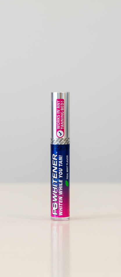 Tube of PS Whitener with blue and pink gradient design on a white background