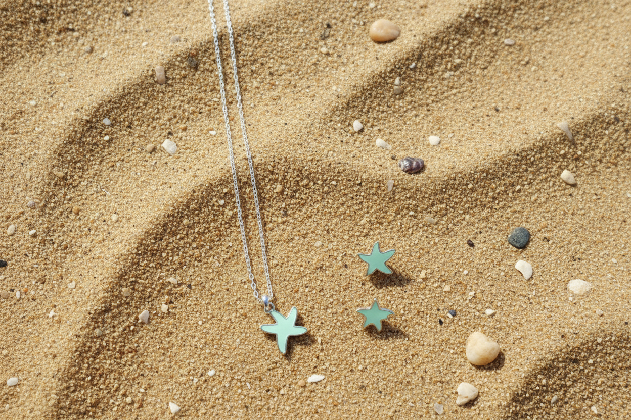 Matching starfish earrings and necklace