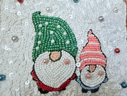 2 gnomes beaded change purse
