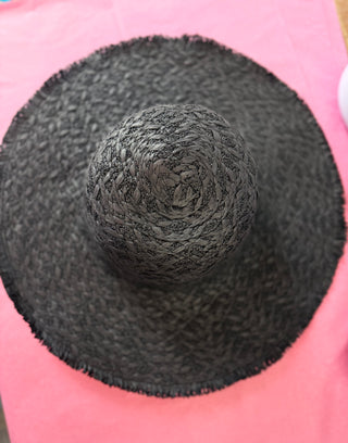 Black Wide Brim Straw Hat - Beach Gypsy