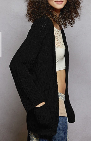 Black soft cardigan side