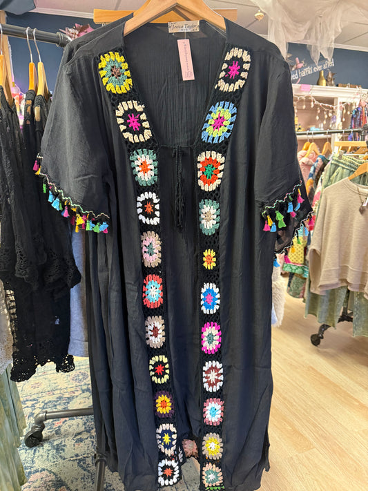 Crocheted trim black dister