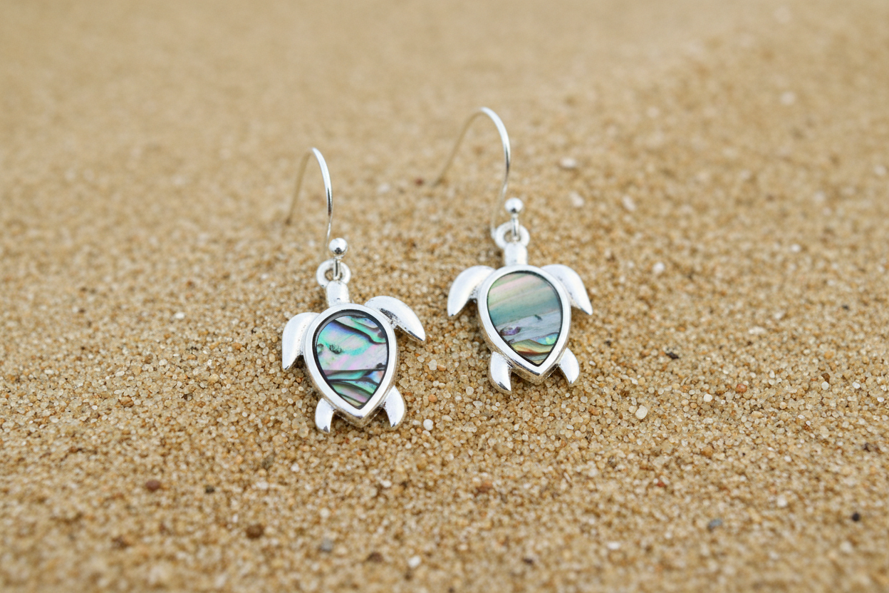 Abalone Turtle Dangle Earrings