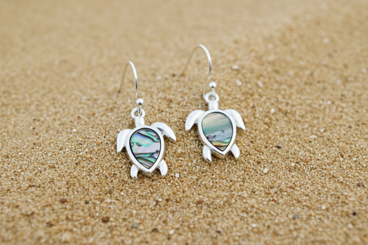 Abalone Turtle Dangle Earrings