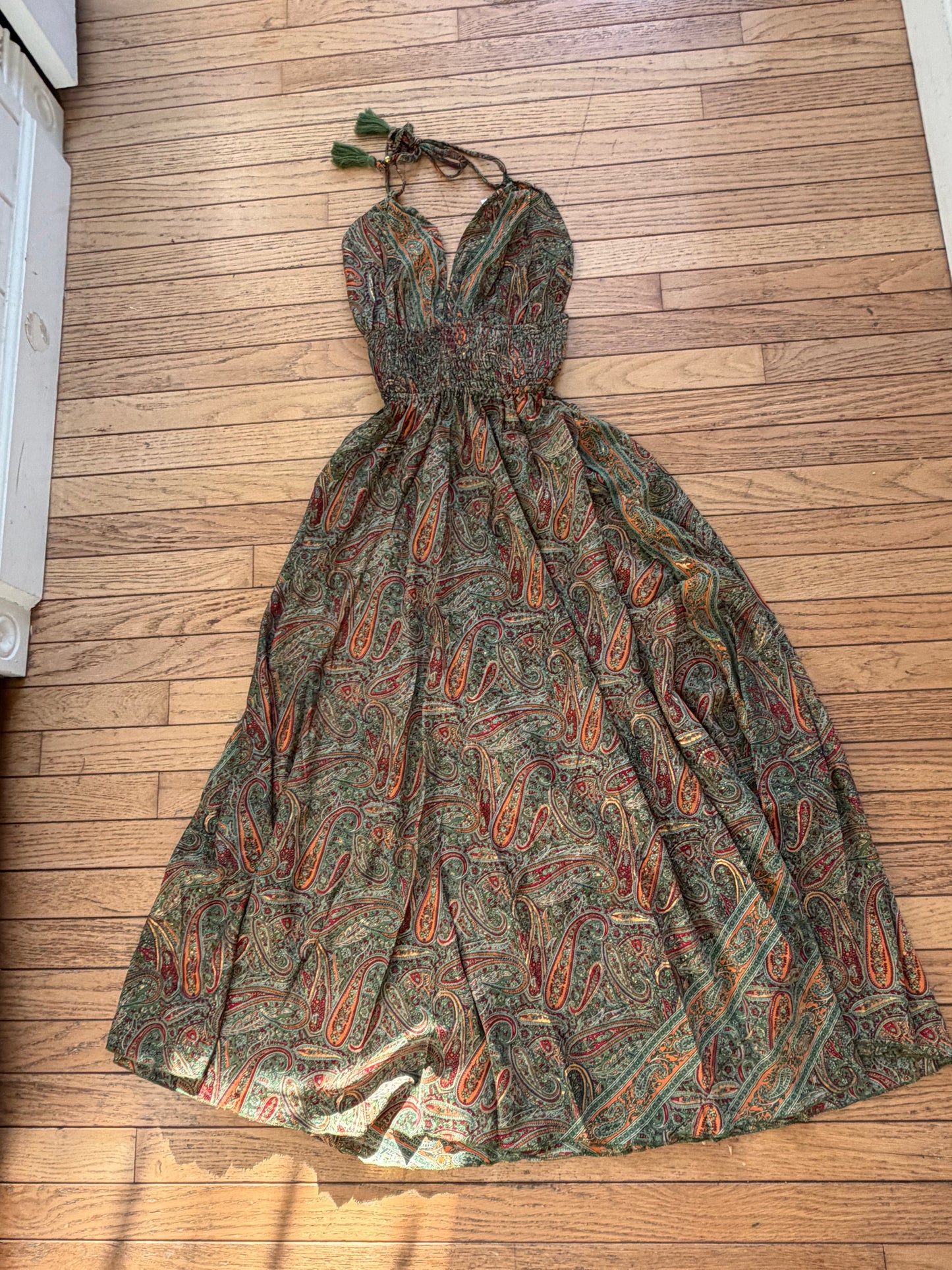 Paisley Silk Halter Dress