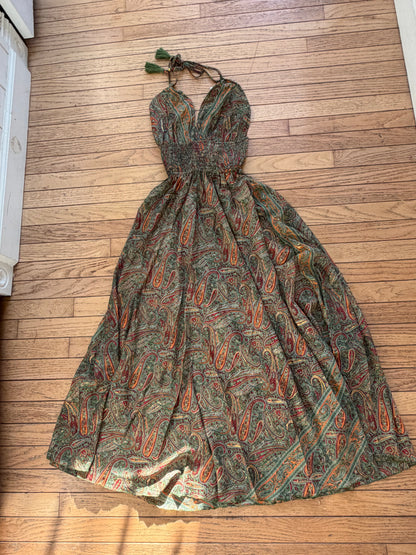 Paisley Silk Halter Dress