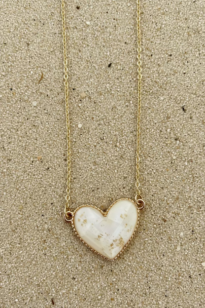Glitter stone Heart Pendant Necklace