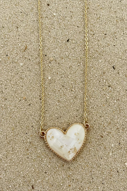 Glitter stone Heart Pendant Necklace