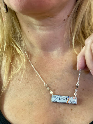 Berlin Custom Vintage Map Necklace