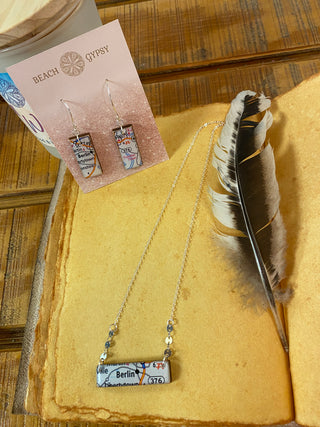 Berlin Custom Vintage Map Necklace