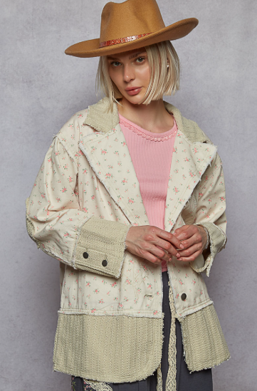Floral Patch Jacket, Ivory Floral