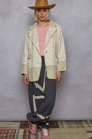 Floral Patch Jacket, Ivory Floral