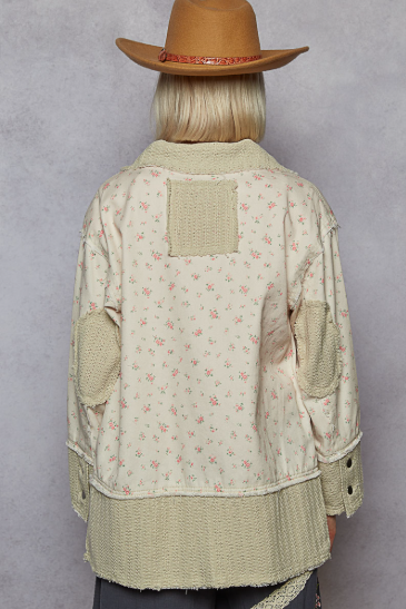 Floral Patch Jacket, Ivory Floral