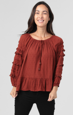 LS RCC Swiss Dot Peasant Top with Tie