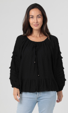 LS RCC Swiss Dot Peasant Top with Tie