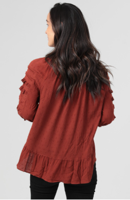 LS RCC Swiss Dot Peasant Top with Tie