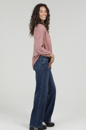 Embroidered Lace Inset Tie Front Top, Mauve