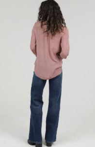 Embroidered Lace Inset Tie Front Top, Mauve