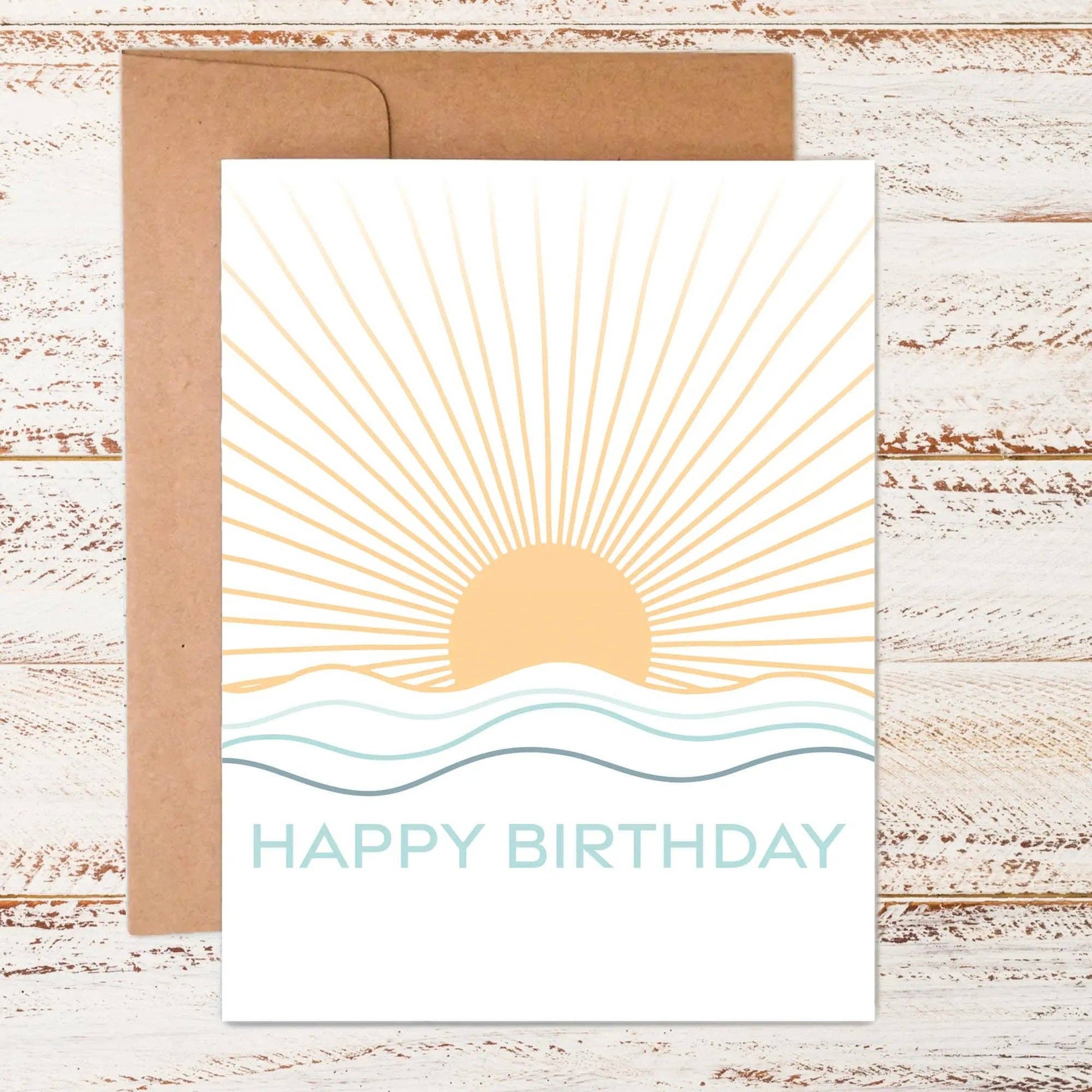 Happy Birthday card on a wooden background