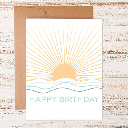 Happy Birthday card on a wooden background