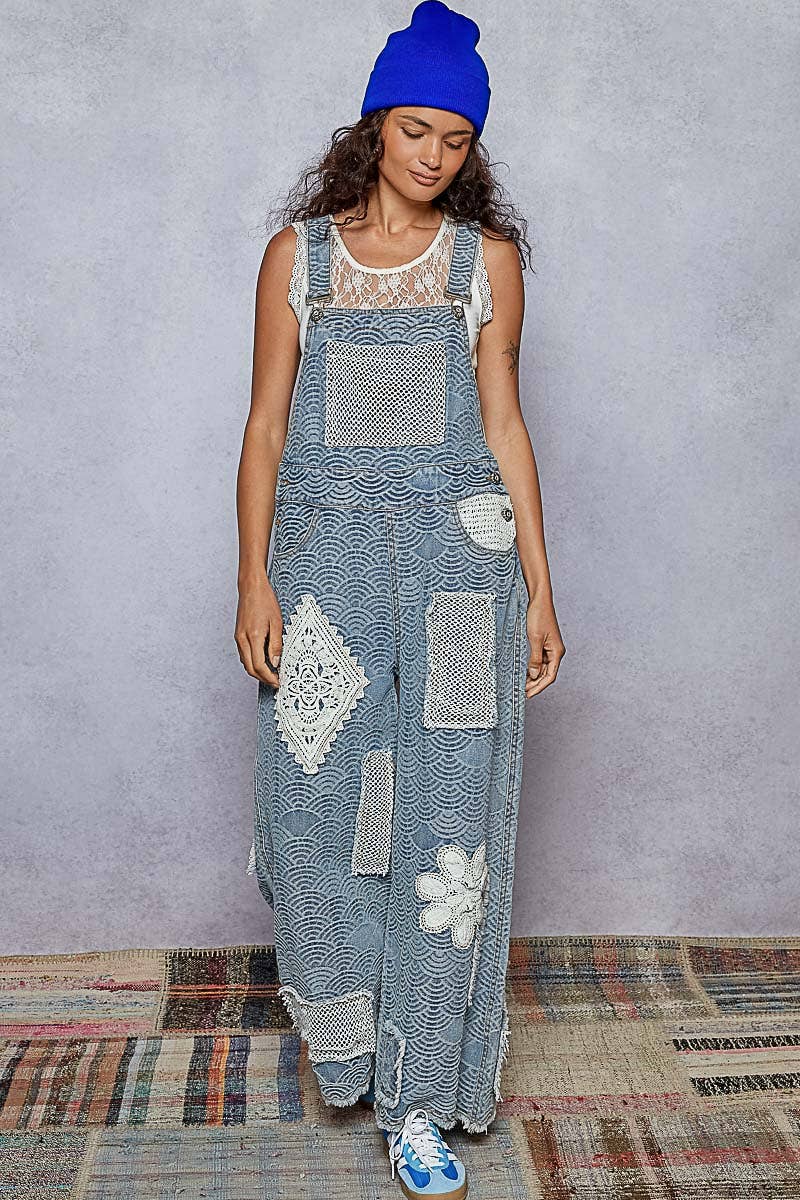 Denim Patch Overalls