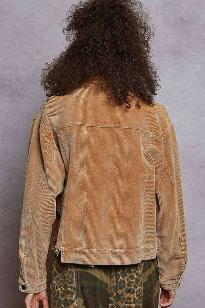 Distressed Hem Corduroy Jacket