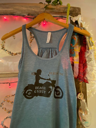 Beach Gypsy Chopper Tank laid flat or shown on a model, highlighting its boho fabric and neckline