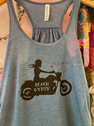 Beach Gypsy Chopper Tank laid flat or shown on a model, highlighting its boho fabric and neckline