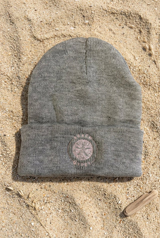 Beach Gypsy Light Grey Beanie with Pink Logo - Beach Gypsy