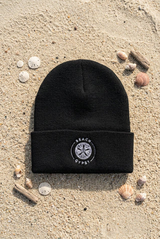 Beach Gypsy Logo Beanie – Black & Pink - Beach Gypsy