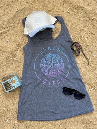 Beach Gypsy Tank laid flat or shown on a model, highlighting its boho fabric and neckline