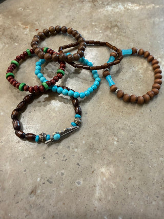 Bead & Stone Elastic Bracelet - Beach Gypsy